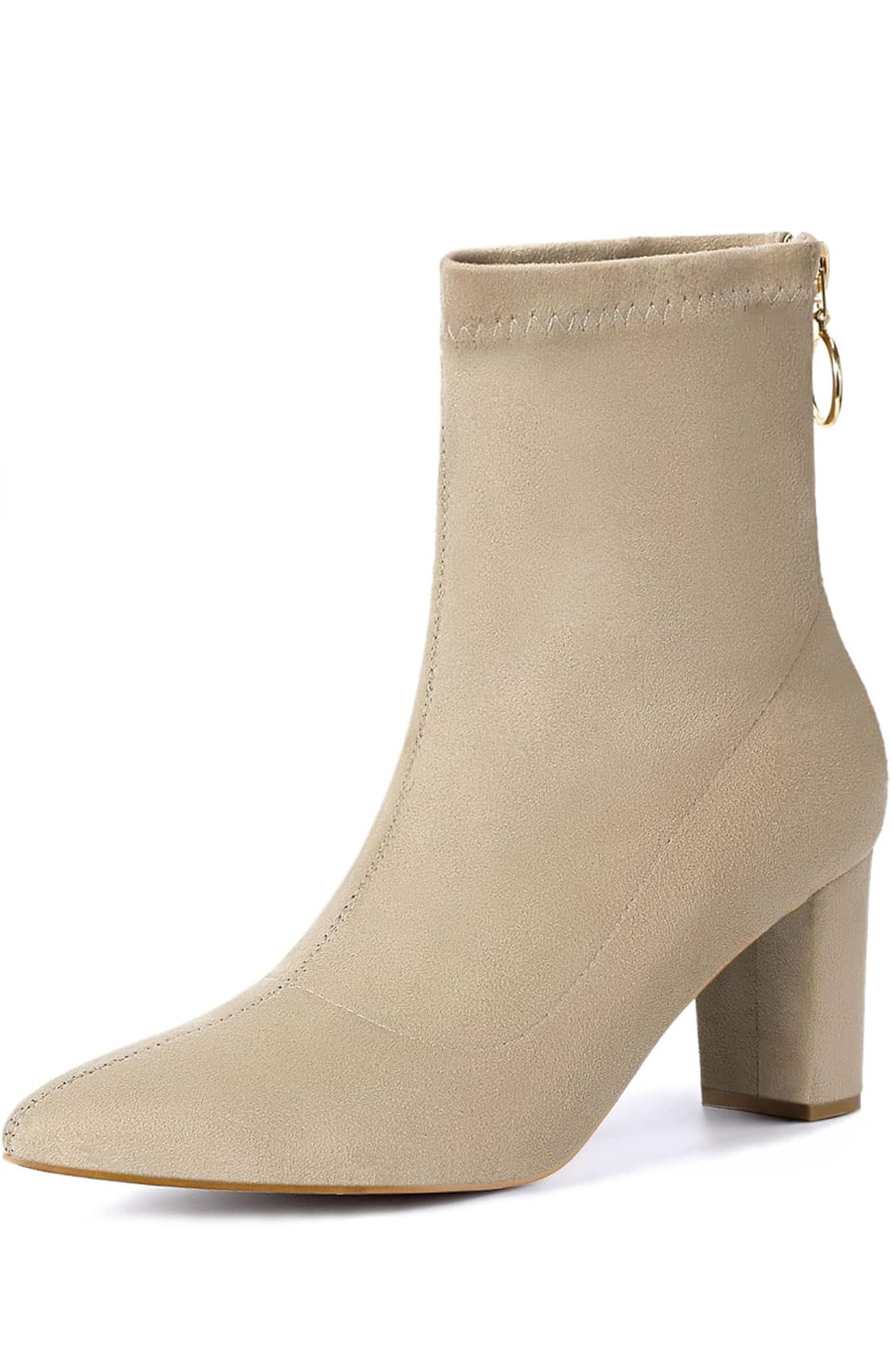 Nude Faux Suede Booties